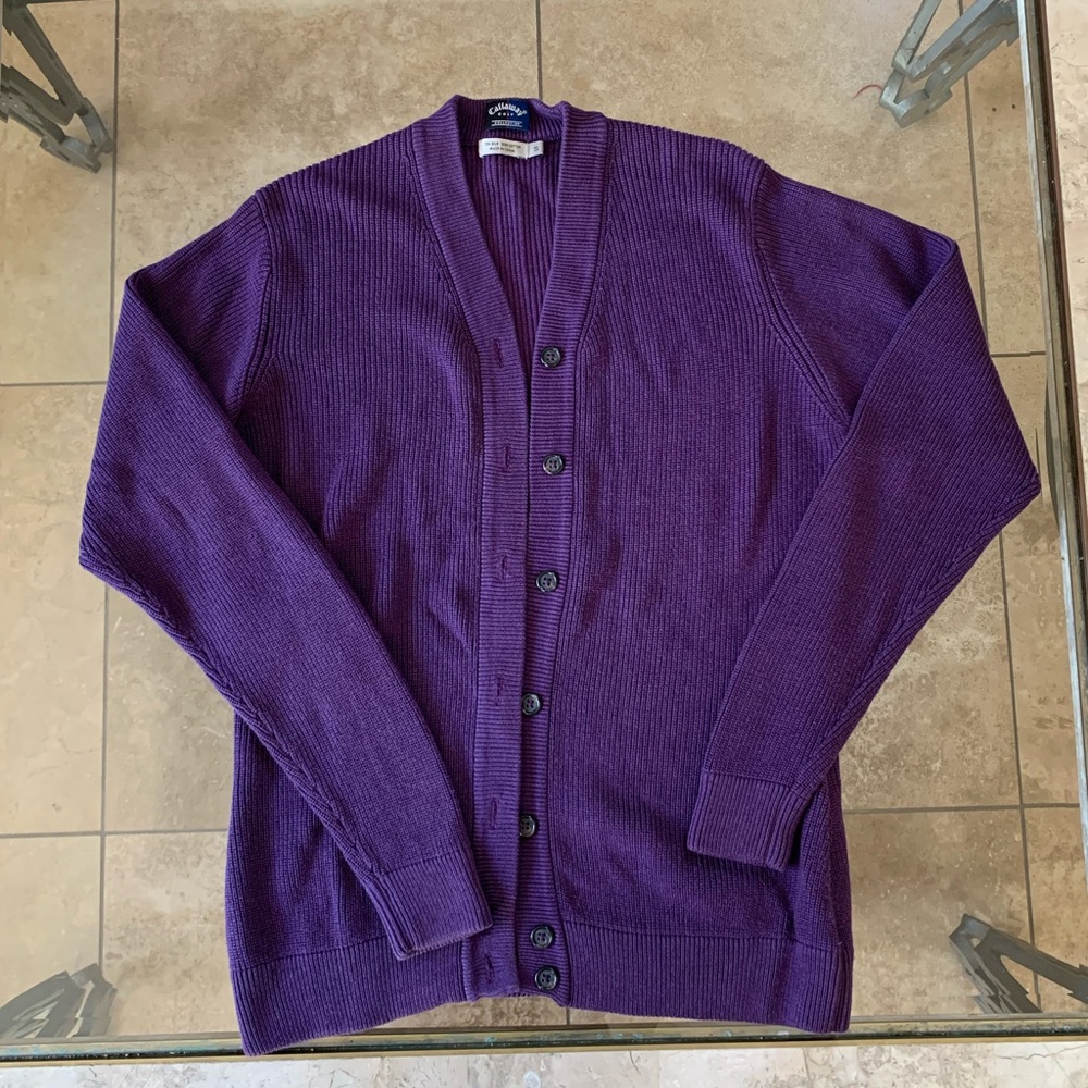 CALLAWAY golf purple silk and cotton blend cardigan